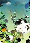  bad_id bad_pixiv_id bandages black_hair bud bug butterfly centipede closed_eyes cloud copyright_request crown dress flower highres insect intravenous_drip larva long_hair lying moon moth oxygen_mask pa_(artist) petals princess rose surreal tapir 