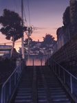  morioka no_humans original power_lines real_world_location scenery sky stairs sunset tree twilight 
