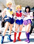  asian bishoujo_senshi_sailor_moon blonde_hair blue_shoes boots cosplay gloves high_heels knee_boots long_hair lowres photo purple_shoes red_shoes sailor_fuku sailor_moon sailor_saturn sailor_uranus school_uniform serafuku shoes short_hair ten'ou_haruka tenou_haruka tomoe_hotaru tsukino_usagi 