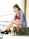  asian bishoujo_senshi_sailor_moon cosplay green_hair high_heels long_hair lowres meiou_setsuna pantyhose photo shoes 