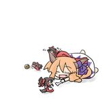  biting bone chibi clone coin fang hakurei_reimu ibuki_suika minigirl multiple_girls tail touhou yanagi_(nurikoboshi) 