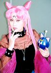  asian bishoujo_senshi_sailor_moon bishoujo_senshi_sailor_moon_r black_lady buns chibi_usa cosplay double_bun fingernails long_fingernails long_hair lowres photo pink_hair wicked_lady 