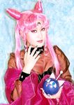  asian bishoujo_senshi_sailor_moon bishoujo_senshi_sailor_moon_r black_lady buns chibi_usa cosplay double_bun fingernails long_fingernails long_hair lowres photo pink_hair wicked_lady 