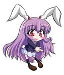  animal_ears bunny_ears chibi finger_gun geo_(yukishitadou) long_hair purple_hair red_eyes reisen_udongein_inaba solo tail touhou 