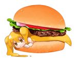  bad_id bad_pixiv_id blonde_hair cheese food hamburger in_food kuroto_(722) lowres minigirl original personification solo twintails yellow_eyes 