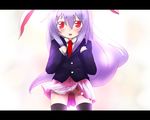 animal_ears bad_id bad_pixiv_id blazer bunny_ears jacket long_hair necktie purple_hair red_eyes red_neckwear reisen_udongein_inaba solo soubi thighhighs touhou younger 