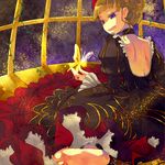  bad_id bad_pixiv_id barefoot beatrice blonde_hair blue_eyes bug butterfly dress from_behind hanui insect looking_back solo umineko_no_naku_koro_ni 