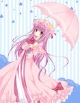  bad_id bad_pixiv_id crescent dress hat long_hair mizuse_ruka parasol patchouli_knowledge purple_hair rain ribbon solo touhou umbrella 