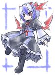  blue_hair dress head_wings horns kugelschreiber red_eyes short_hair single_head_wing solo tokiko_(touhou) touhou wings 