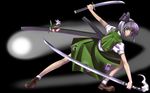  bad_id bad_pixiv_id blue_eyes dual_wielding flower ghost hairband hitodama holding katana kohcy konpaku_youmu konpaku_youmu_(ghost) sheath short_hair silver_hair solo sword touhou wallpaper weapon 