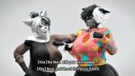 3d_(artwork) absurd_res alba_(character) anthro aunt_(lore) blue_eyes canid canine canis clothing digital_media_(artwork) disgust disgusted_expression disgusted_face domibun duo female fox gesture grey_eyes hair hand_gesture hi_res kira_(domibun) mammal multicolored_hair nudging pointing pointing_at_another smug smug_expression smug_face smug_grin source_filmmaker_(artwork) sweater topwear two_tone_hair wolf