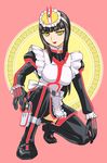  apron belt black_hair full_body kamen_rider kamen_rider_555 kamen_rider_faiz maid rider-tan solo thighhighs ueyama_michirou yellow_eyes 