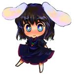  alternate_color animal_ears black_hair blue_eyes blush bunny_ears carrot chibi green_eyes inaba_tewi jewelry lowres multicolored multicolored_eyes pendant rotan short_hair smile solo touhou 