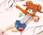  child duplicate idolmaster idolmaster_(classic) idolmaster_sp orange_hair raglan_sleeves socks solo takatsuki_yayoi ttomm twintails 