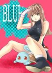  bad_id bad_pixiv_id black_dress blue_(pokemon) boots brown_eyes brown_hair character_name chiha dress gen_1_pokemon gloves poke_ball pokemon pokemon_(creature) pokemon_special polka_dot red_eyes salute short_dress squirtle turtleneck waist_poke_ball 