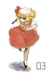  blonde_hair flandre_scarlet hat looking_back running solo touhou yuki_(popopo) 