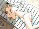  ass bikini chair game_cg hashimoto_takashi jpeg_artifacts kasugano_sora long_hair long_legs lounge_chair non-web_source sand shade sleeping solo swimsuit thighs twintails white_hair yosuga_no_sora 