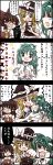  black_border border breasts comic hakurei_reimu hat highres jetto_komusou kirisame_marisa kochiya_sanae multiple_girls open_mouth short_hair speech_bubble touhou translation_request 