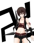  bad_id bad_pixiv_id bandeau bare_shoulders brown_eyes brown_hair detached_sleeves final_fantasy final_fantasy_vii final_fantasy_vii_advent_children headband jpeg_artifacts midriff ribbon short_hair shorts shuriken solo strapless swastika tomoesei_chuuya tubetop vest yuffie_kisaragi 