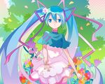  bad_id bad_pixiv_id blue_eyes blue_hair blue_nails dress eihi flower hatsune_miku long_hair nail_polish petals smile solo twintails very_long_hair vocaloid 