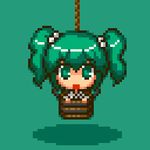  bucket eruru_(erl) green_eyes green_hair in_bucket in_container kisume lowres open_mouth pixel_art solo touhou twintails wooden_bucket 