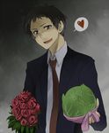  adachi_tooru cabbage flower heart male_focus meru necktie persona persona_4 rose solo 