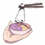  animal_focus animalization beanie blush bowl chinese_commentary chopsticks commentary_request creature_as_food crying disembodied_hand dream_smp dumpling food hat heart karl_jacobs kukukuchiki minecraft_youtube panda quackity sapnap simple_background white_background wings 