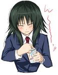  atsuko can closed_eyes green_hair minami-ke necktie school_uniform solo suzume_miku 