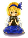  alice_margatroid alice_margatroid_(pc-98) blonde_hair book non-web_source ribbon short_hair solo torn_clothes touhou touhou_(pc-98) yellow_eyes 