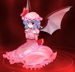  bad_id bad_pixiv_id blue_hair dress guang hat red_eyes remilia_scarlet short_hair solo touhou wings 