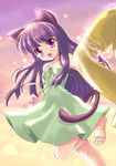  animal_ears bad_id bad_pixiv_id cat_ears dress furude_rika green_skirt higurashi_no_naku_koro_ni long_hair masuyama_kei purple_eyes purple_hair sandals skirt solo 