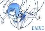  android barefoot blue_eyes blue_hair cable daive original pale_skin robot robot_joints short_hair solo 