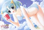  :d all_fours beach bikini blue_eyes blue_hair blush breasts cleavage cloud cup day dutch_angle food hair_ribbon large_breasts official_art on_ground open_mouth outdoors plaid plaid_bikini pure_pure ribbon sakurazawa_izumi shaved_ice short_twintails sky smile solo sun swimsuit thigh_gap thighs twintails wallpaper water wet yuuki_miwa 