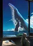  cat chair cloud copyright_request cup day figure highres nnfsh no_humans ocean realistic sky surreal tree water whale window 