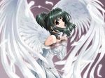  angel dress green_hair jpeg_artifacts solo wings 