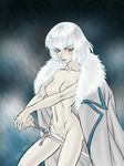  artist_name blade_of_fury blush breasts castlevania castlevania:_dawn_of_sorrow coat dated fur_collar genderswap hand_on_hilt naked_coat navel nipples pale_skin pubic_hair pussy red_eyes short_hair slender_waist small_breasts soma_cruz sword uncensored weapon white_hair 