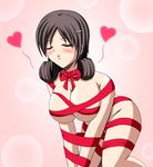  1girl artist_request ass bare_shoulders bent_over blush breasts brown_hair corpse_party curly_hair eyes_closed gradient gradient_background hair_ornament hairpin hanging_breasts heart incipient_kiss large_breasts long_hair naked_ribbon seiko_shinohara shinohara_seiko shiny shiny_skin skindentation solo 