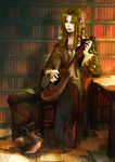  bad_id bad_pixiv_id book brown_hair copyright_request fantasy instrument male_focus shelf sitting solo table yuanmaru 