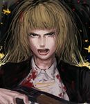  bad_id bad_pixiv_id blonde_hair blood bug butterfly gun ikeda_(cpt) insect solo tears turn_of_the_golden_witch umineko_no_naku_koro_ni ushiromiya_rosa weapon 