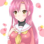  bad_id bad_pixiv_id blush breasts hairband hayate_no_gotoku! katsura_hinagiku long_hair medium_breasts nase pink_hair school_uniform serafuku solo yellow_eyes 