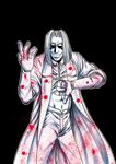  abs belly blood doctor_(hellsing) glasses gloves grin hellsing labcoat male_focus pants smile solo thumbs_down 