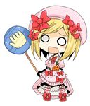  blonde_hair chibi hat lambdadelta niji_(nijioki) o_o pink_hat ribbon sign solo umineko_no_naku_koro_ni 