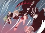  2boys black_star death_the_kid gun maka_albarn mitsuki_meiya multiple_boys scythe soul_eater sword weapon 