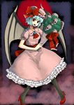  bad_id bad_pixiv_id bat_wings blue_hair body_mahattaya_ginga bouquet flower hat high_heels highres pantyhose red_eyes remilia_scarlet shoes short_hair skull solo symbol-shaped_pupils touhou wings 