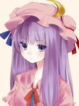  crescent hangetsuakibarika hat long_hair patchouli_knowledge purple_eyes purple_hair ribbon solo touhou 