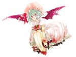  bat_wings blue_hair hat red_eyes remilia_scarlet short_hair solo touhou tsuneaki_(dosnan) wings 