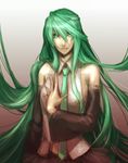  alternate_hairstyle bad_id bad_pixiv_id detached_sleeves green_eyes green_hair hatsune_miku long_hair necktie solo very_long_hair vocaloid yamada_rokkaku 