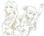  crossed_arms diana_cavendish frown kagari_atsuko little_witch_academia long_hair multiple_girls sketch staff tuku4331 