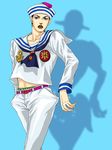  akira_shino black_hair blue_eyes dixie_cup_hat hat higashikata_jousuke_(jojolion) jojo_no_kimyou_na_bouken jojolion lipstick makeup male_focus military_hat sailor shadow soft_&amp;_wet solo stand_(jojo) 