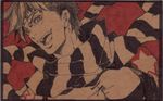  :d bad_id bad_pixiv_id graphite_(medium) grin jojo_no_kimyou_na_bouken joseph_joestar_(young) male_focus marker_(medium) monochrome ncww_rinichi nib_pen_(medium) open_mouth scarf smile solo striped striped_scarf traditional_media 